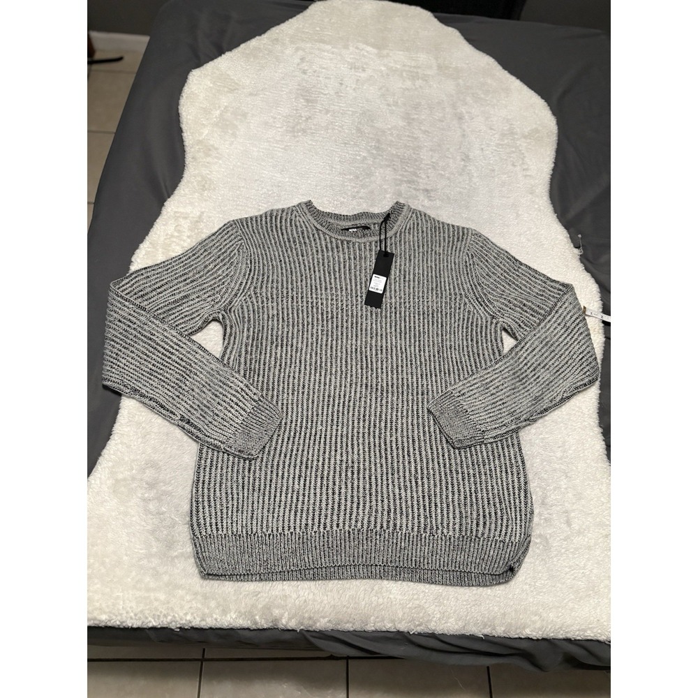 New Fashion Nova Men Grey Knit Heavy Ribbed Sweater Pullover Size Small‎